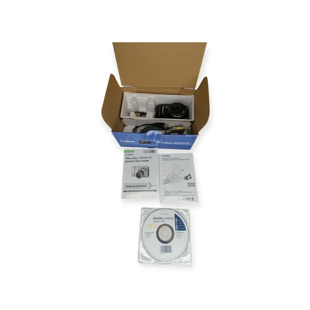 Cannon Digital Camera PowerShot SX110 IS 9 MP w/SD Card and Original Box WORKS